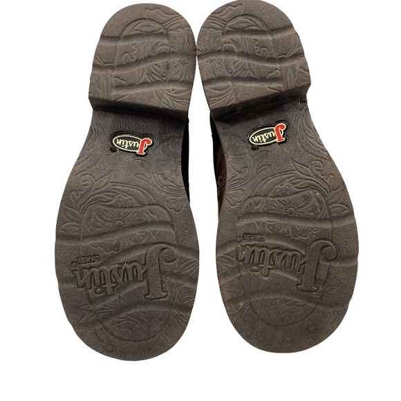 Justin GY9526 Western Cowboy Boots Womens Size 8.5B Brown Leather Pink Cowgirl - Picture 8 of 13